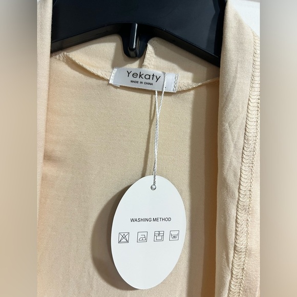 New NWT cream tan beige cardigan cardi lightweight L large - Picture 3 of 7